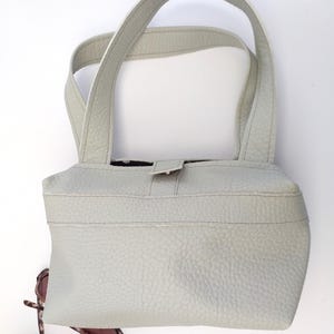Women's Handcrafted Grey Handbag. Boxed Lightweight Everyday Purse. Girl's Handcrafted Faux Leather Shoulder Bag. Ladies Work Gift