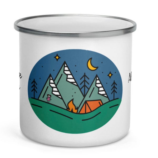 Emaille mok camping meisje gepersonaliseerd | Emaille Beker Enamel Camping Mug girl child personalized