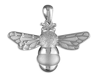 Large sterling silver bee pendant