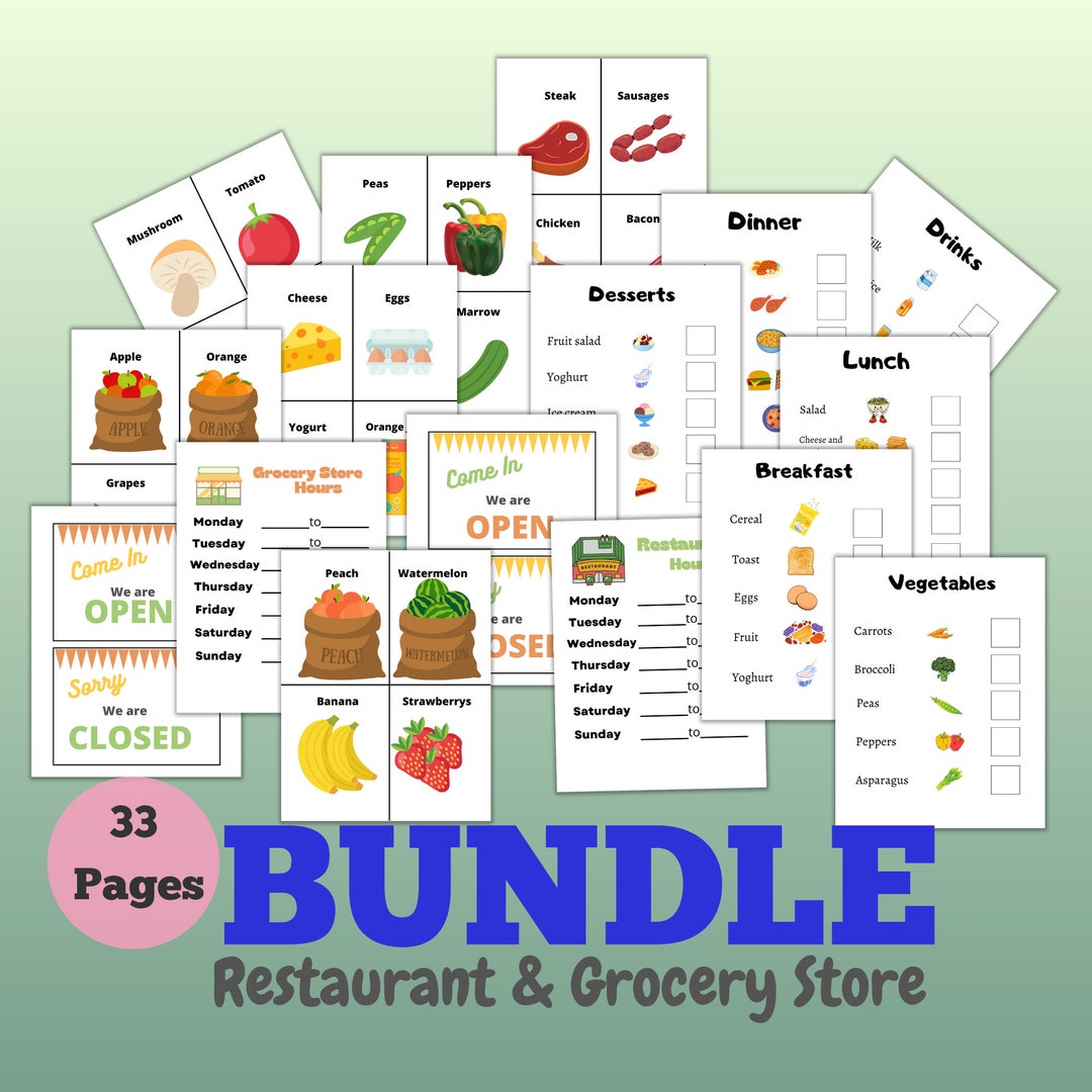 Play Pretend Restaurant, Play Pretend Grocery Store, Dramatic Play Etsy