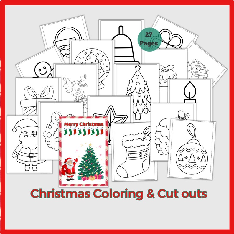 Christmas Coloring Pages Christmas Cut Outs Christmas - Etsy