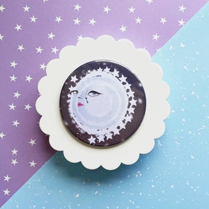 Luna Pocket Mirror / Moon / Stars / Vintage / Compact Mirror / Hand Mirror / Makeup Mirror / Travel Mirror / Gifts for her / Gifts for him