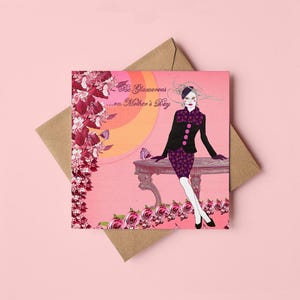 Sii glamour...nel biglietto di auguri per la festa della mamma / Disegno di figura / Collage / Mamma / Madre / Mamma / Elegante / Vuoto all'interno / Pastello