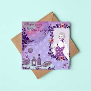 Coccolatevi...nel giorno della festa della mamma Biglietto di auguri / Disegno di figura / Collage / Mamma / Madre / Mamma / Elegante / Interno vuoto / Pastello
