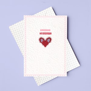 Carte de voeux pour mariage avec tourtereaux / Collage / Illustration / Pour mari / Femme / Lui / Elle / Jeunes mariés / Délicat / Pastel