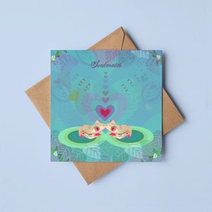 Carte de voeux âmes sœurs grenouilles / Grenouilles s'embrassant / Saint-Valentin / Pour petite amie / Petit ami / Elle / Lui / Mignonne / Coeur / Blanc à l'intérieur