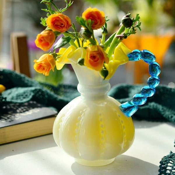 Yellow Flower Vase Etsy