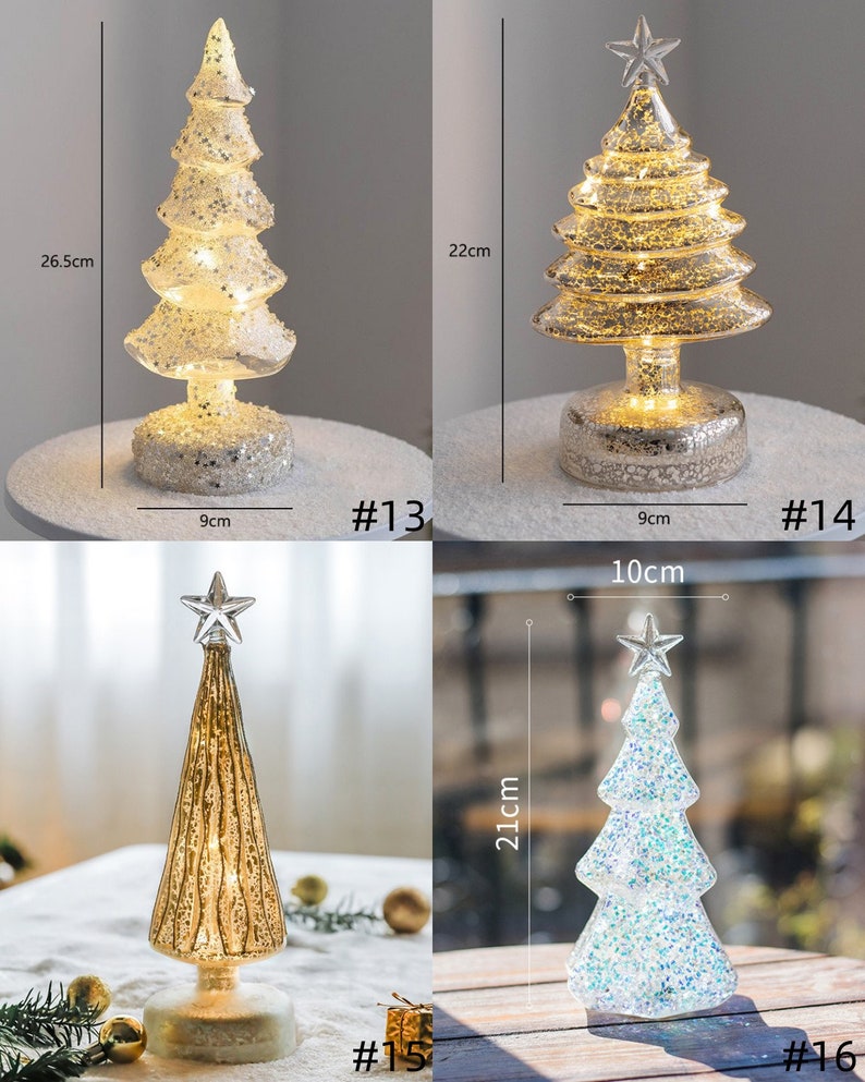 Glass Glittering Christmas Tree Christmas Table Decorations Etsy
