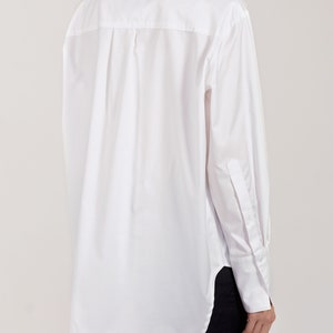 White Classic Shirt for Women,Office Shirt,Oversized Shirt Cotton,White Blouse,Long Sleeve Shirt, Womens Clothing,White Shirt,Blouse image 5