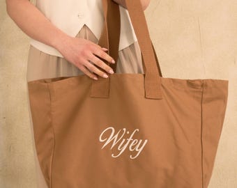 Bolsa de lona bordada para esposa: regalo para despedida de soltera