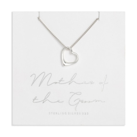 Sterling Silver Heart Necklace for Mother of the Groom Gift