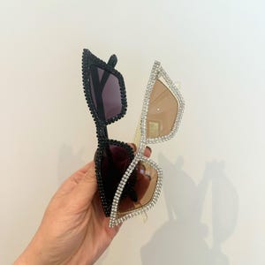 Óculos de sol para noiva, óculos de sol para despedida de solteira, óculos de sol personalizados, óculos de sol estilo gatinho, óculos de sol com strass, óculos brilhantes, óculos com lantejoulas