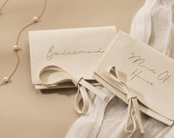 Personalised Faux Leather Bridesmaid Jewellery Pouch, Bridal Party Favour
