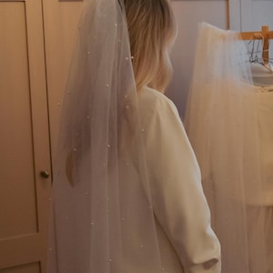 Pearl Wedding Veil: Tulle Bridal Veil - Multiple Lengths