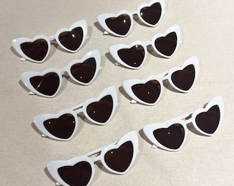 Bridal Party Heart Shaped Sunglasses, Party Souvenirs, Personalised Bridesmaid Gifts, Rimless Love Heart Sunglasses