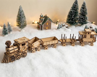 Wooden Train Laser Cut File | 3mm Plywood Model (Digital Download)