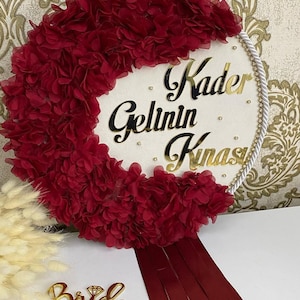 Custom Bride&#39;s Tambourine for Henna Party, Personalized Turkish Tef with Flowers and Gold Name