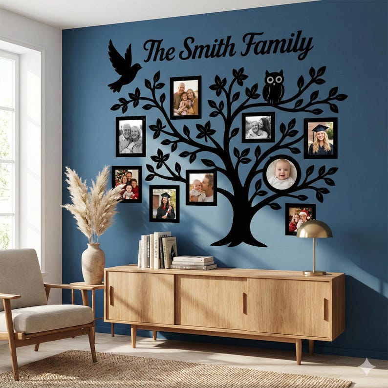 Family Tree SVG Bundle, Photo Frame Wall Art, Laser Cut Files for ...