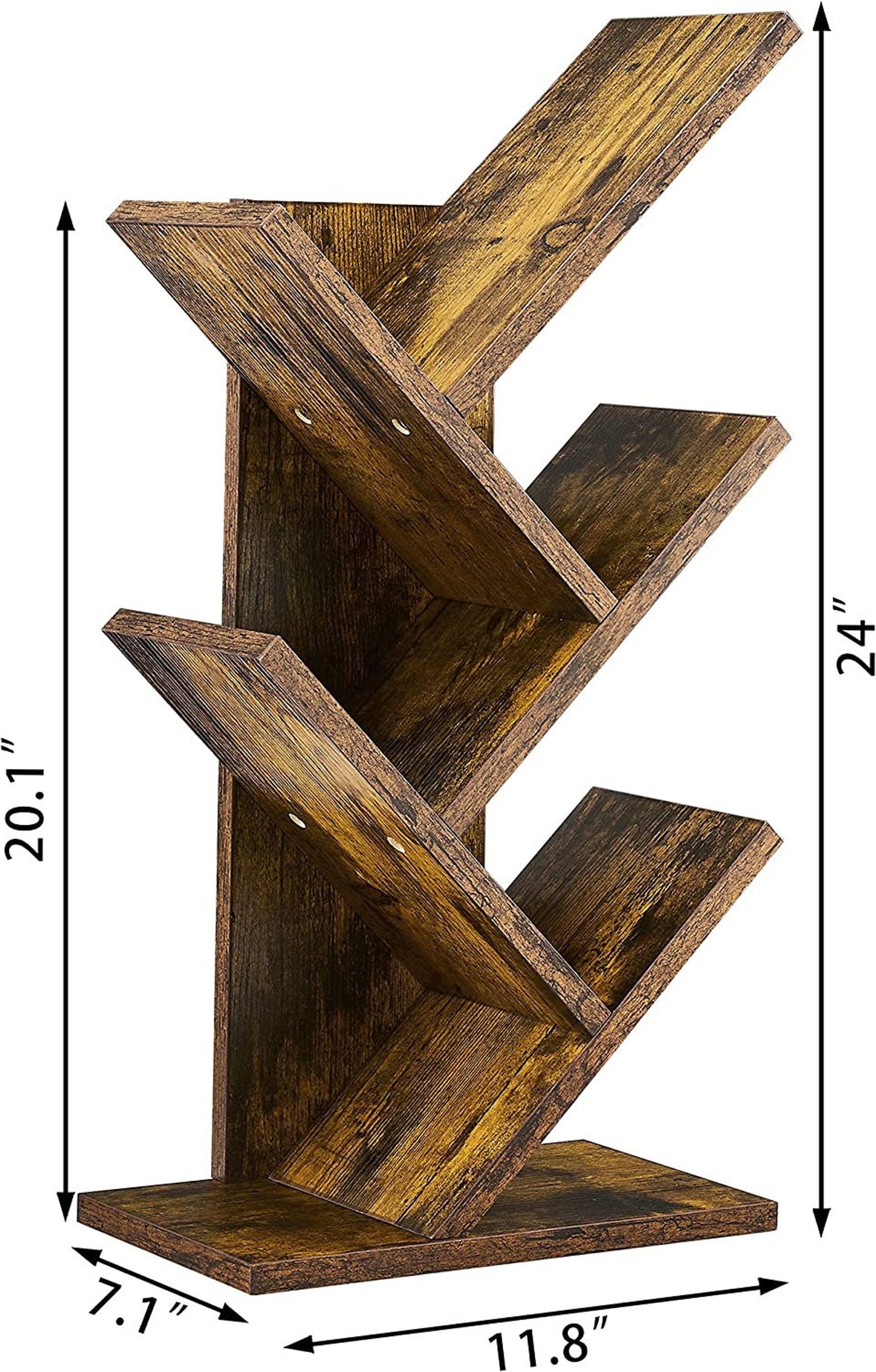 Rustic Wooden 4 Tier Tree Bookshelf Modern Bookshelf Etsy