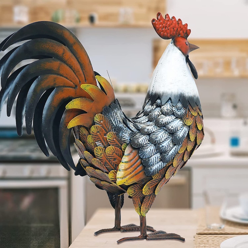 Metall Hahn Dekor für Garten Huhn Skulptur Metall Yard Art Etsy Schweiz