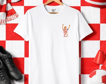 Luka Modrić Croatia T Shirt, Modrić World Cup Tee, Croatia Midfielder Shirt, Luka Modrić Football Illustration Top