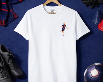 Khvicha Kvaratskhelia PSG T Shirt, Kvaratskhelia Paris Football Tee, PSG Winger Illustration, Ligue 1 Football Shirt
