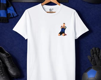 Lautaro Martínez Inter Milan T Shirt, Lautaro Inter Football Tee, Nerazzurri Striker Illustration, Serie A Football Shirt