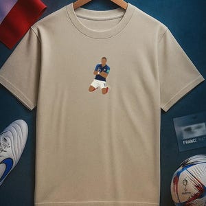 Kylian Mbappé Celebration T-Shirt | France No.10 Inspired Tee | Minimalist Football Shirt | World Cup Fan Gift