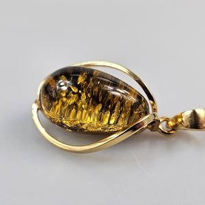 Amber Pendant, Big green Amber Cabochon, Handmade unique Jewelry, Elegant gemstone pendant, Large Crystal pendant, Big handmade pendant gold