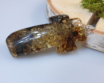 Big Baltic Amber Cross Pendant, Unisex Gemstone Jewelry