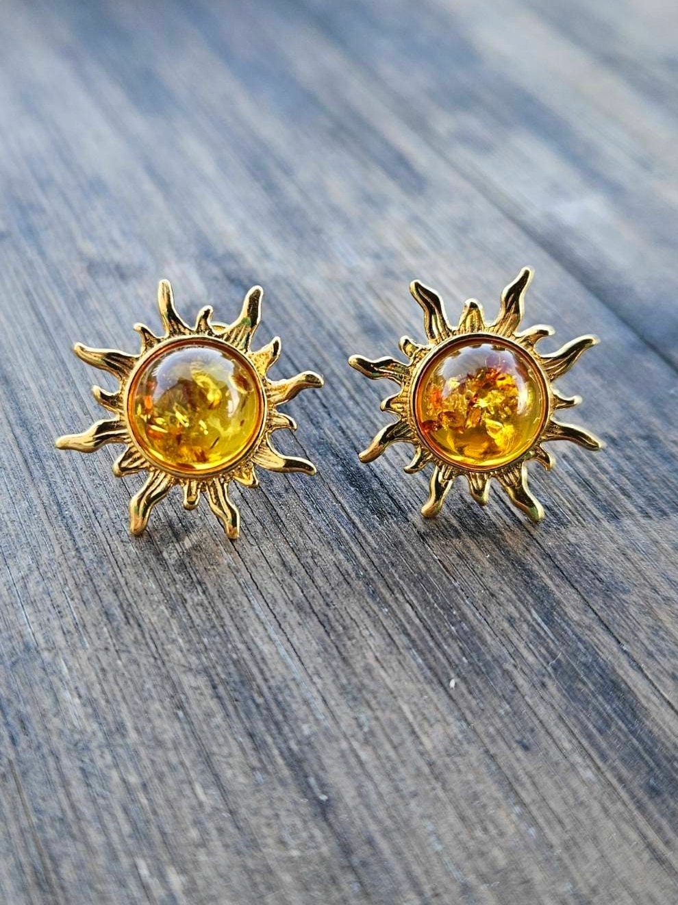 Amber Sun Earrings - Etsy