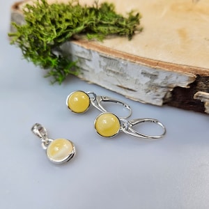 Теаrdrop white Amber Earrings, Gemstone Earring,  Modern Crystal Earrings, Sterling Silver 925 Dangle, Baltic Amber Set