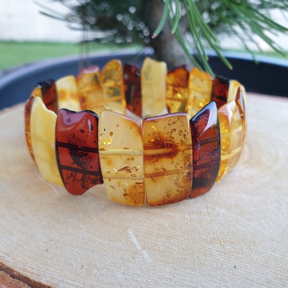 Raw Baltic Amber Bracelet Multi Colour Amber Gemstone Armband Handmade Bracelet Christmas Gift for Her Etsy UK
