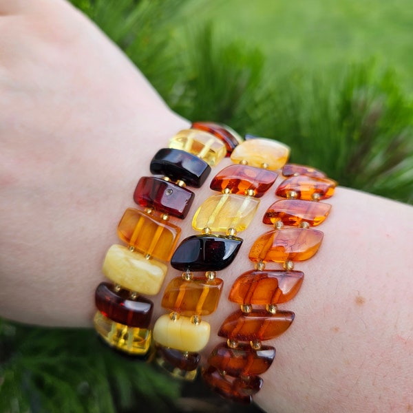 Raw Baltic Amber Bracelet, Brown Amber Gemstone Armband, thin tiny Handmade Bracelet, Gemstone bracelet, Crystal bracelet