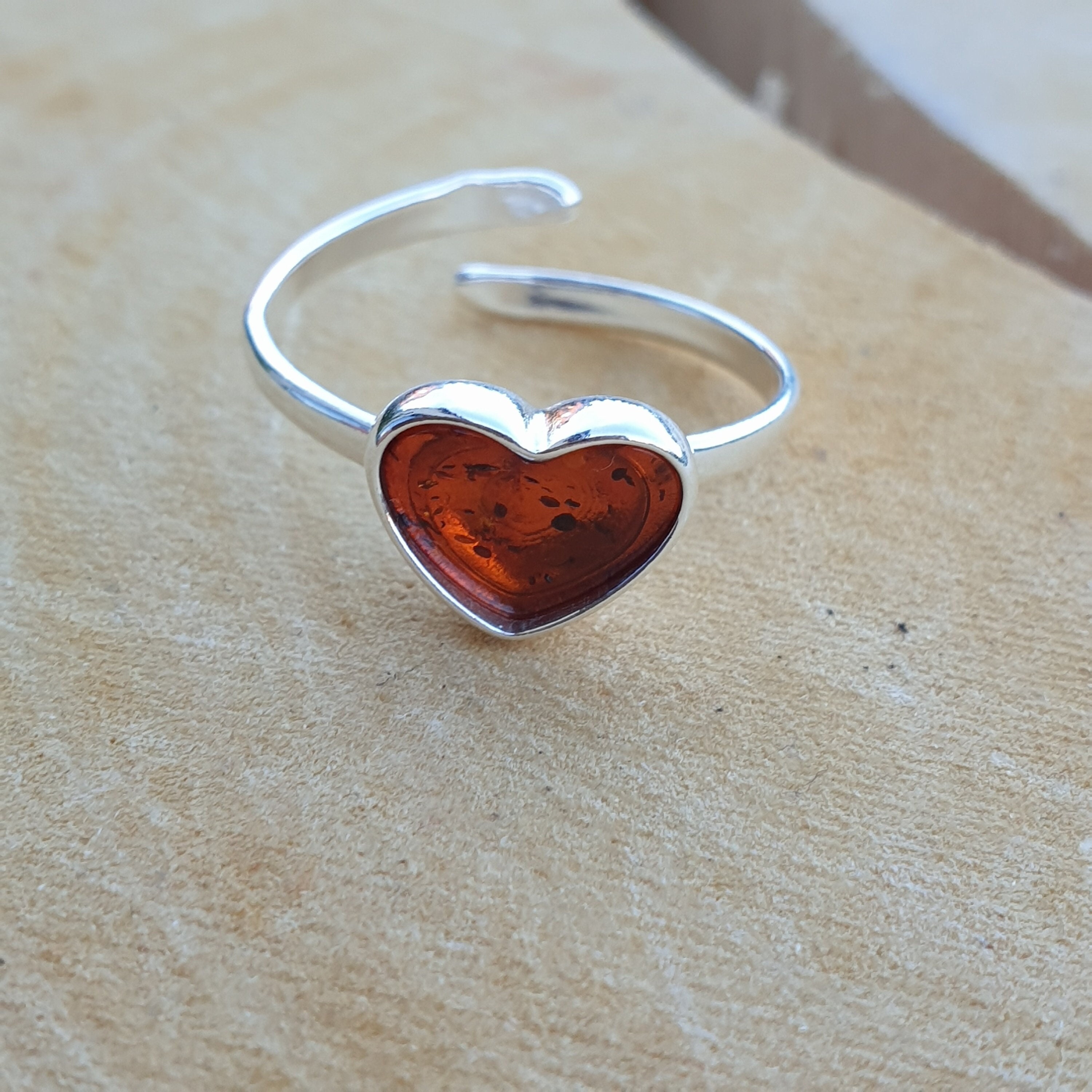 Heart Amber Ring Etsy Canada
