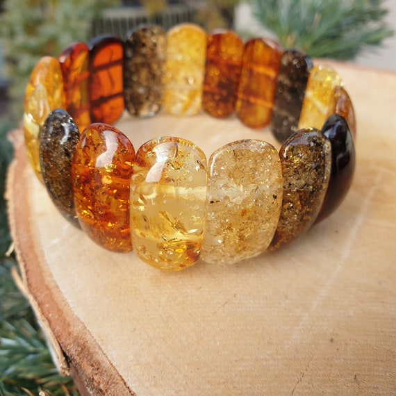 Fossils-UK.com | Yellow Baltic Amber Multi Stone Elasticated Bracelet