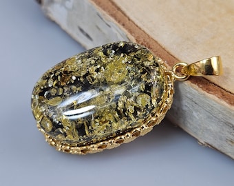 Handmade Baltic Amber Pendant, Gold Plated Sterling Silver Jewelry