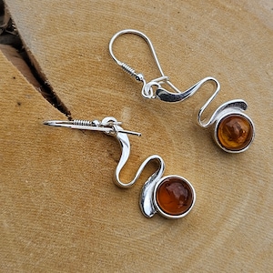 Long amber earrings, Dangle Earrrings For Women, Handmade Amber Drops Lever Back Sterling silver 925