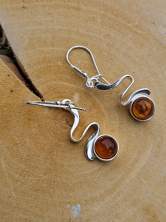 Boucles D'oreilles Pendantes En Argent 925 Avec Ambre Naturel - Neuf Avec étiquettes