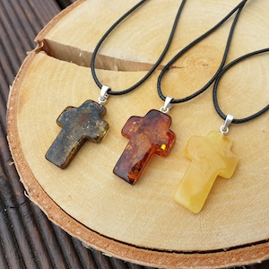 Edelstein Kreuz, Baltischer Bernstein Kreuz Anhänger, Unisex Bernstein Schmuck