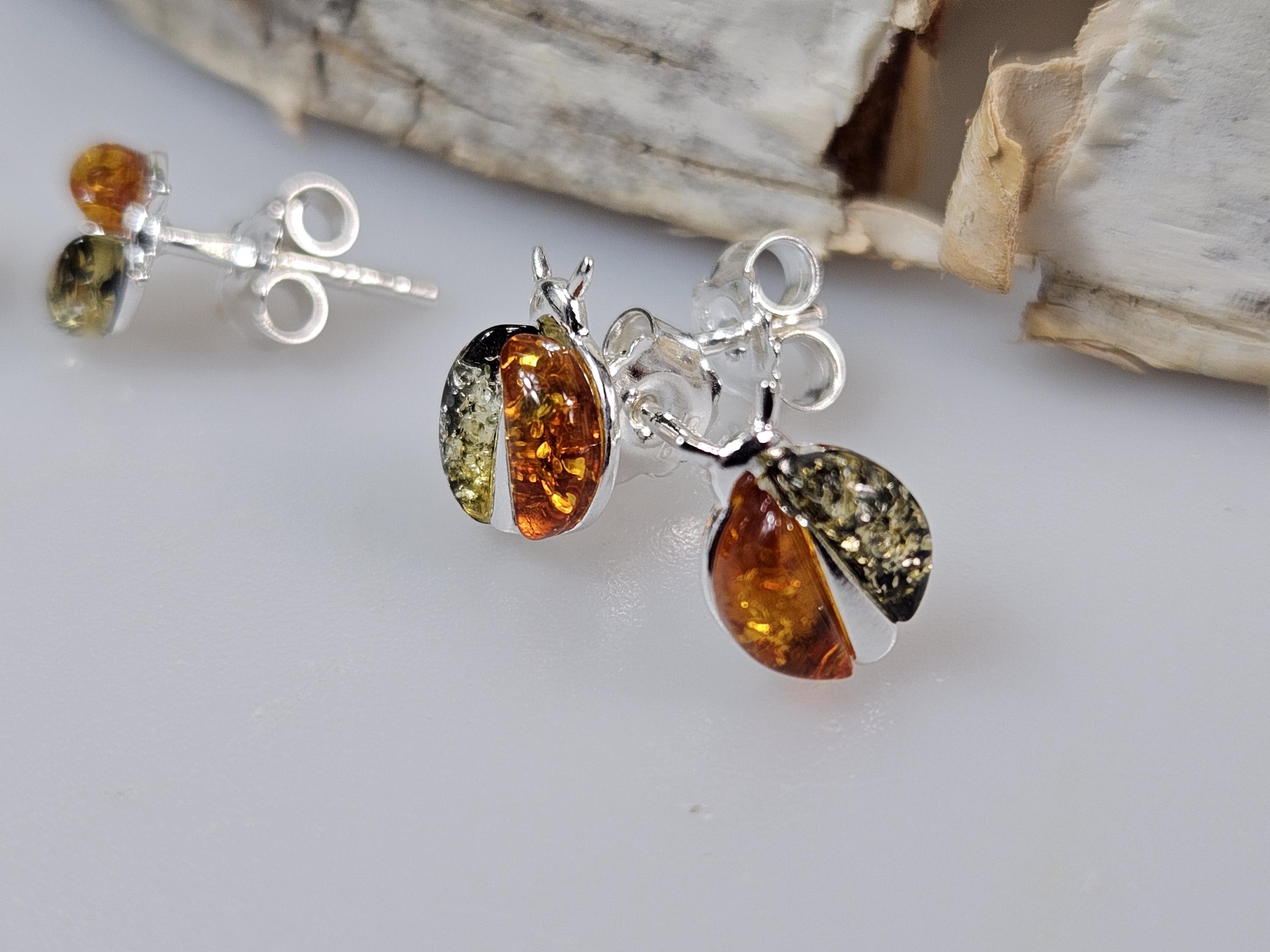 Orecchini Coccinella In Ambra Baltica E Argento 925 - Gioielli Fatti A Mano In Polonia - Regalo Originale - 5