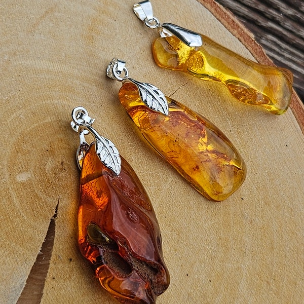 Pendentif brut en ambre jaune, petit cabochon de pierres précieuses en ambre naturel de la Baltique, grand pendentif en ambre.