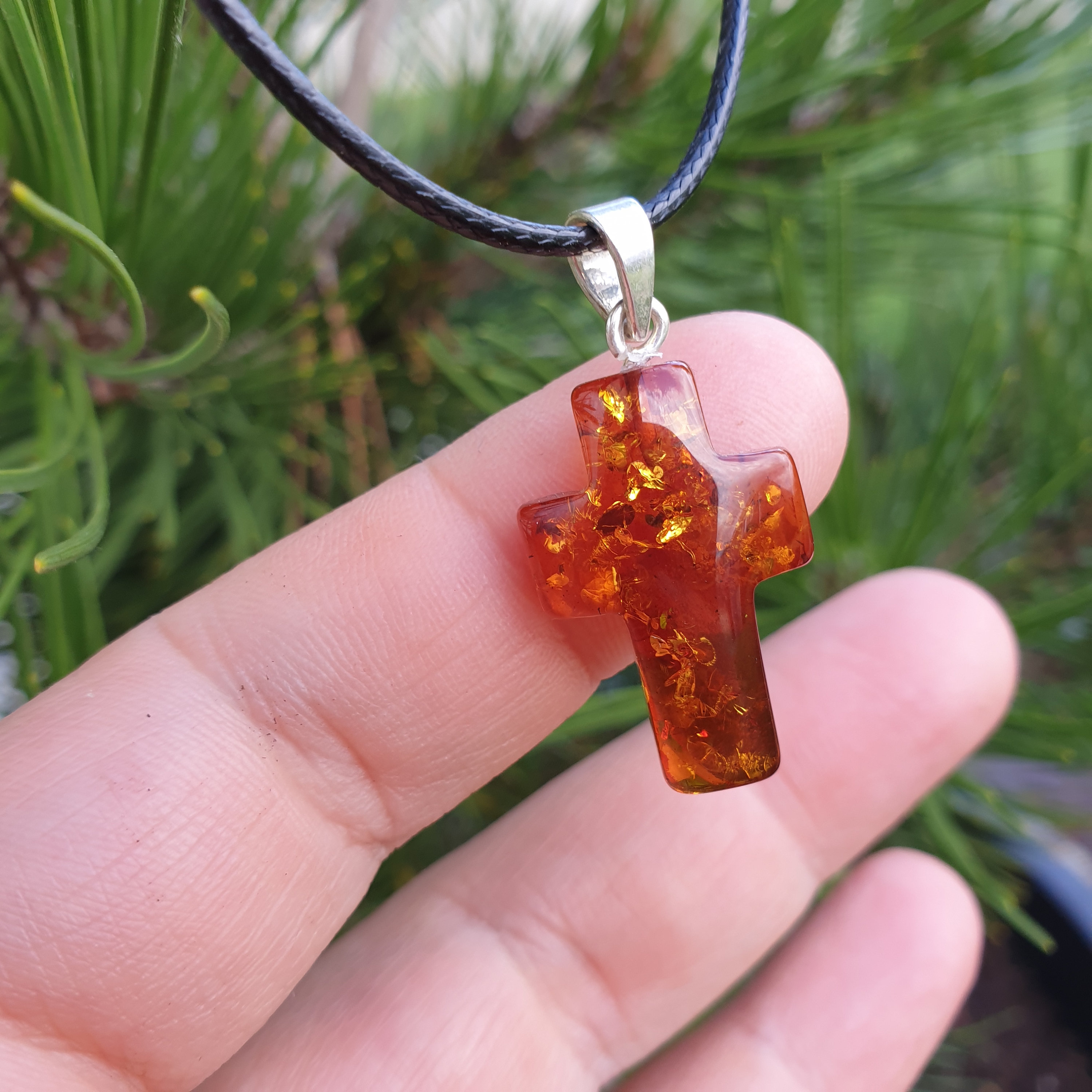Amber cross pendant deals