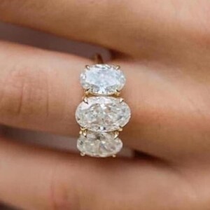 5 CT Oval Cut Moissanite Three Stone Engagement Ring Oval Diamond Ring,14K Gold Ring, Wedding Ring,Proposal Ring Anniversary Ring For Women