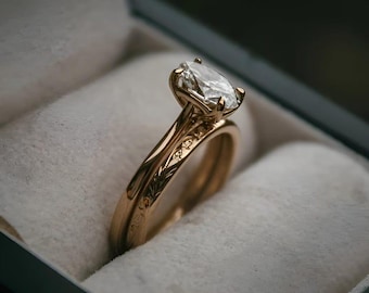2 CT Oval Cut Moissanite Wedding Ring Set,14K Gold Engagement Ring Set,Bridal Ring Set,Oval Diamond Ring Set,Anniversary Ring Set For Women