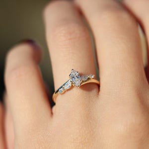 Unique Marquise Cut Moissanite Engagement Ring,14K Solid Gold Ring,Marquise Diamond Wedding Ring,Promise Ring For Her,Anniversary Ring