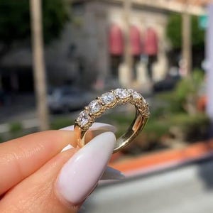 Round Cut Moissanite Half Eternity Band,Round Cut Moissanite Wedding Band,Matching Band For Women,Anniversary Band For Women,Stackable Band