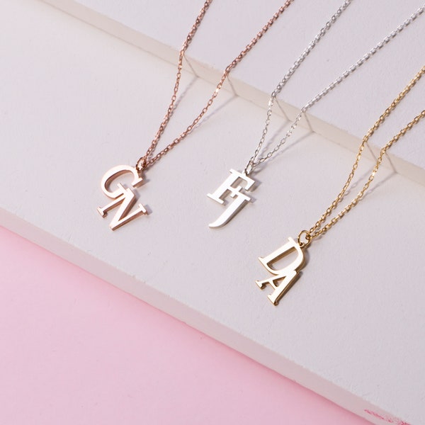 Two Initial Necklace - Etsy