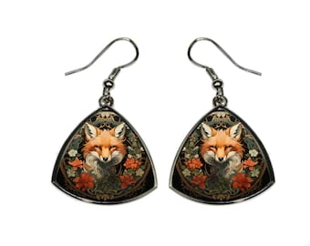 Fox oorbellen vintage Fox art nouveau hangoorbellen handgemaakte bloem oorbellen vintage stijl sieraden cadeau-idee voor haar