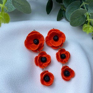 Poppy Earrings Flower Earrings Floral Dangle Earrings Handmade Polymer Clay Poppies Earrings Poppy Jewelry Gift Idea For Her